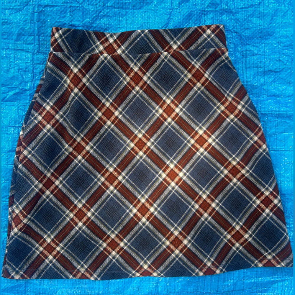 Kaileigh Blue and Brown Plaid Skirt, size SP